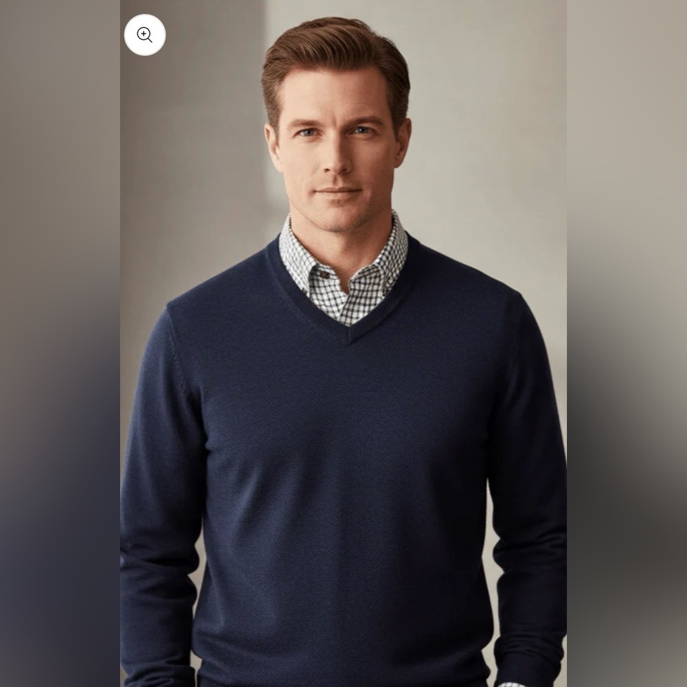 Viyella | EST. London | 1998 Navy | 100% Merino Wool | V-Neck | Sweater | Size L